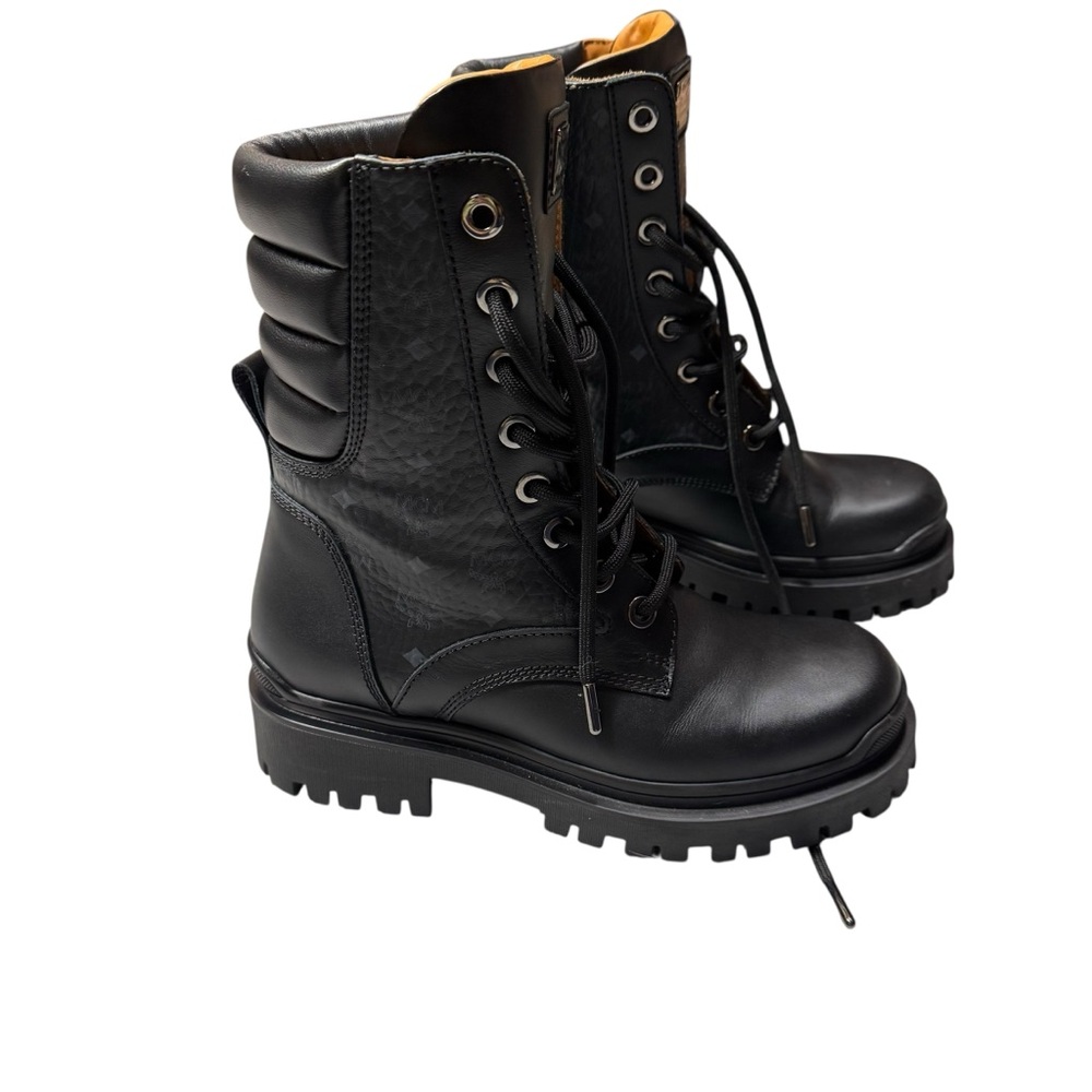 MCM Black Quilted Leather Combat Boots - Picture 12 of 15